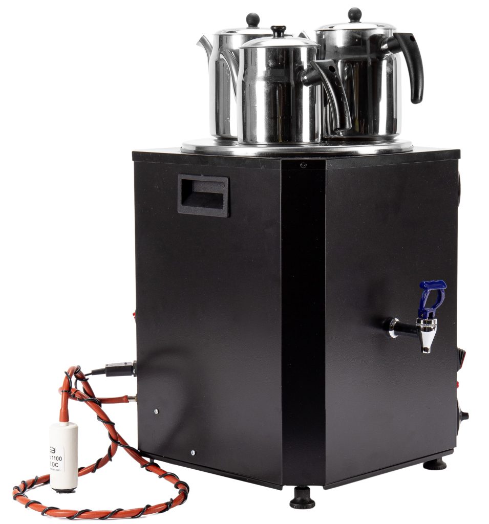 Matsis Çaykuş boyalı elektrikli çay makinesi 3 demlikli 25 litre yan görünüm