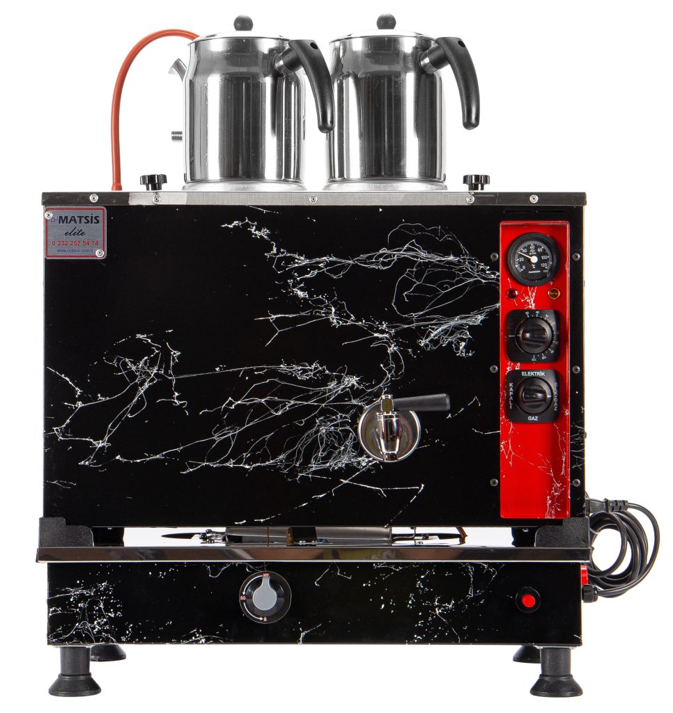 Matsis Elite boyalı elektrikli gazlı çay kazanı 2 demlikli 20 litre yan görünüm